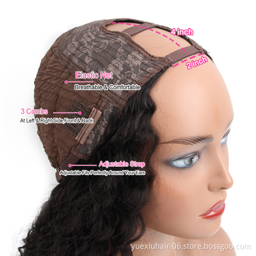 Fashion wholesale unprocessed 100% brazilian human Natural raw virgin  hair u-part Wigs for black women vendors